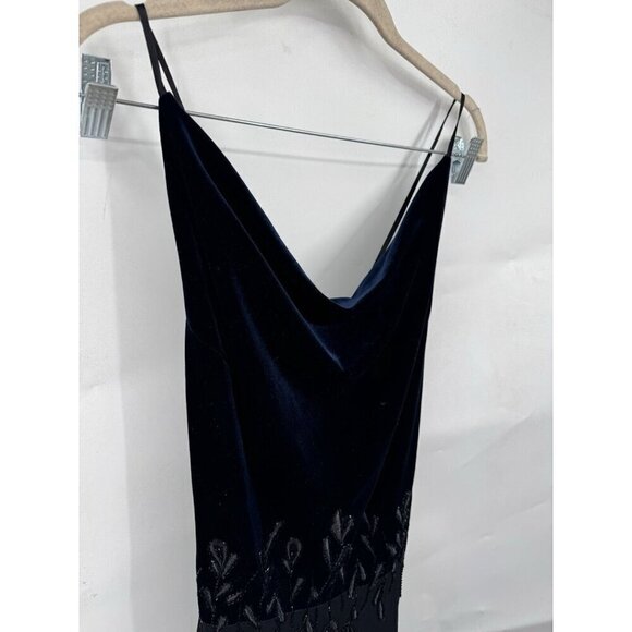 Rimini Maxi Dress Women 6 Navy Blue Velour Fairy Grunge Whimsigoth Beaded - Picture 10 of 10